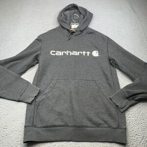 Carhartt Hoodie Mens Small Gray Relaxed Fit Force Delmont Signature Pullover
